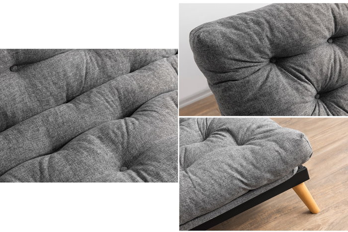 Atelier Del Sofa Saki - Sofá cama de 3 plazas, Gris claro